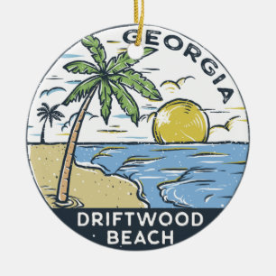 Vintagen Driftwood Beach Georgia Julgransprydnad Keramik