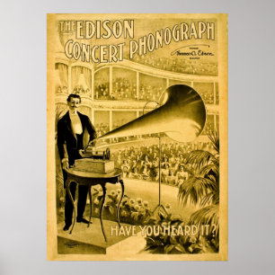 Vintagen Edison-konsertfonografi Poster