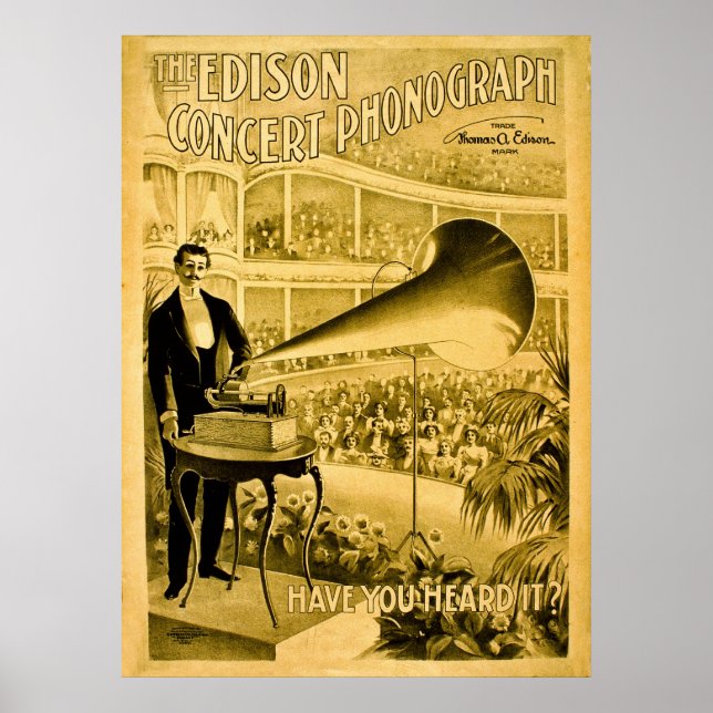 Vintagen Edison-konsertfonografi Poster (Framsidan)