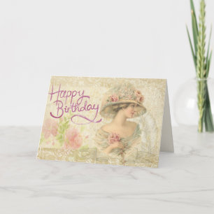 Vintagen Edwardian Dam Romantik Kort