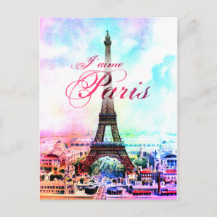 Vintagen Eiffel Torn Vykort