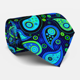 Vintagen elegant för blå grönt paisley mönster slips