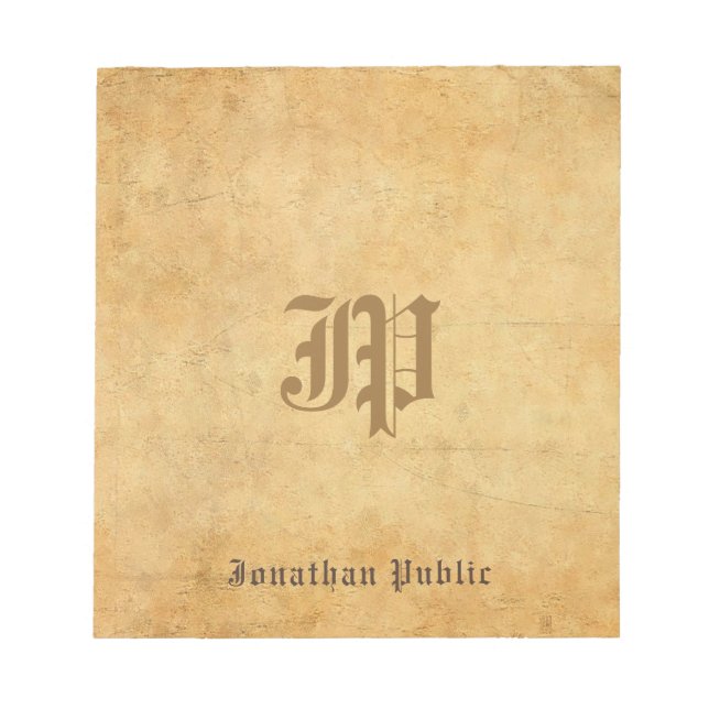 Vintagen elegant Monogram-mall handskriven Anteckningsblock (Framsida)