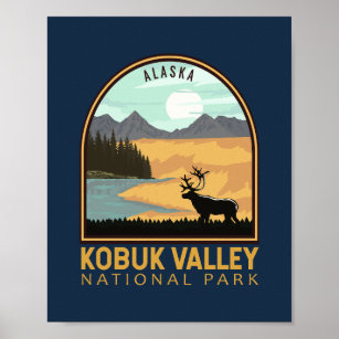 Vintagen Emblem i nationalparken Kobuk Valley Poster