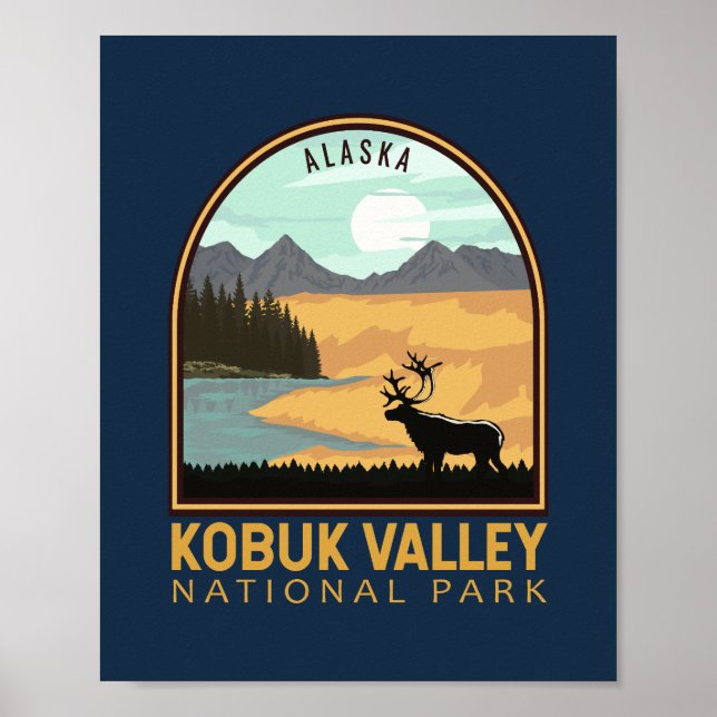 Vintagen Emblem i nationalparken Kobuk Valley Poster (Framsidan)