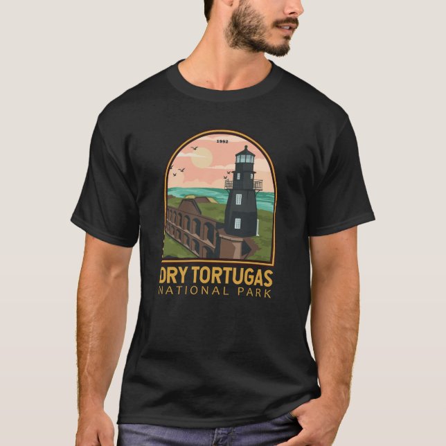 Vintagen Emblem i nationalparken Tortugas T Shirt (Framsida)