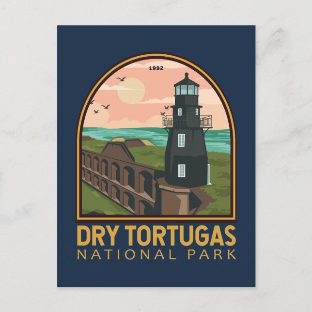 Vintagen Emblem i nationalparken Tortugas Vykort (Framsida)