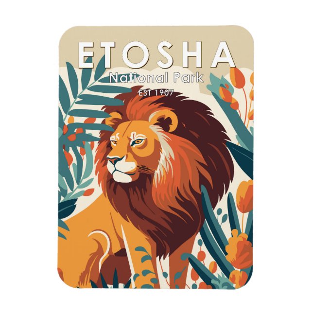 Vintagen Etosha National Park Namibia Magnet (Vertikal)