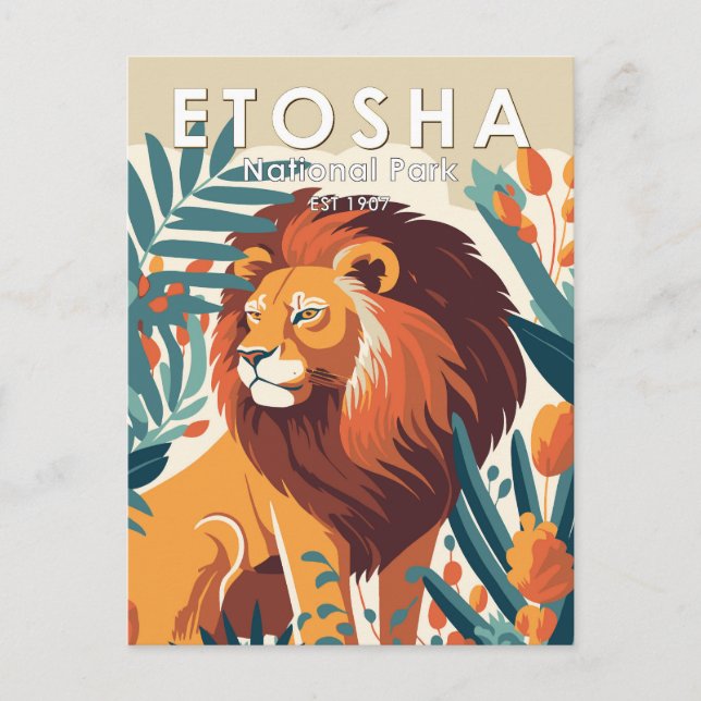 Vintagen Etosha National Park Namibia Vykort (Framsida)
