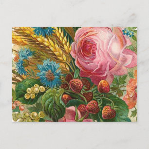 vintagen "Fall Flower Harvest" Vykort