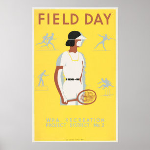 Vintagen FÄLT DAY WPA Recretion Project America Poster