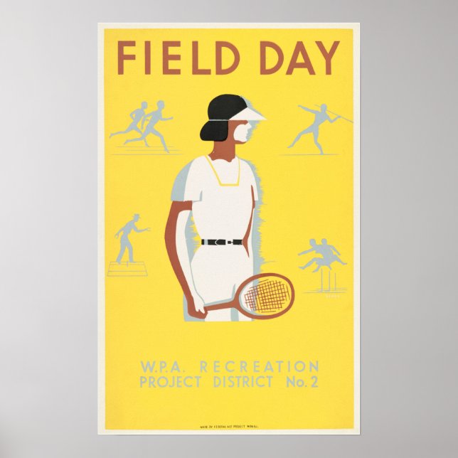 Vintagen FÄLT DAY WPA Recretion Project America Poster (Framsidan)