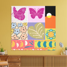 Vintagen Färgmönster för FRAMED-blommor