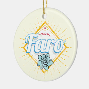 Vintagen Faro Algarve Portugal Retro Succulents Julgransprydnad Keramik