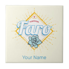 Vintagen Faro Algarve Portugal Retro Succulents Kakelplatta