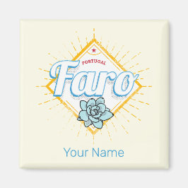 Vintagen Faro Algarve Portugal Retro Succulents Magnet