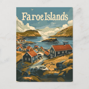 Vintagen Färöarna Vykort