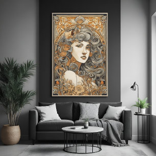 Vintagen Female Illustration från art nouveau Port Poster