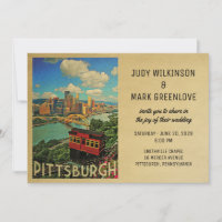 Vintagen för bröllopsinbjudan i Pittsburgh i mitte