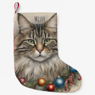 Vintagen för gåvor till julklapp - Maine Coon Liten Julstrumpa