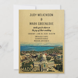 Vintagen för inbjudan till Madison Wisconsin-bröll