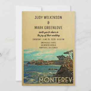 Vintagen för inbjudan till Monterey Wedding i mitt