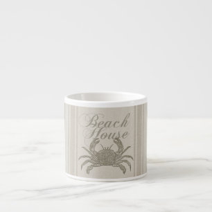 Vintagen för kustnära fartyg i Beach House Crab Espressomugg