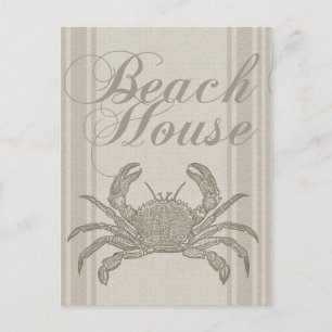 Vintagen för kustnära fartyg i Beach House Crab Vykort