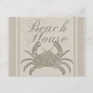 Vintagen för kustnära fartyg i Beach House Crab Vykort