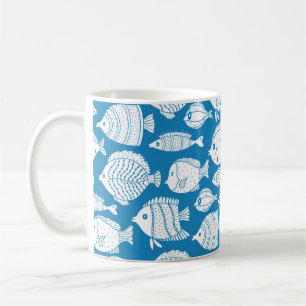 Vintagen för kutym fisk har ställts in. Dekorati Kaffemugg