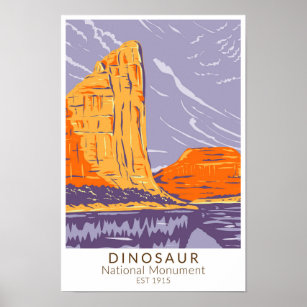 Vintagen för nationalmonument i Dinosaur Poster