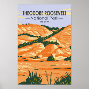 Vintagen för nationalparken Theodore Roosevelt Poster