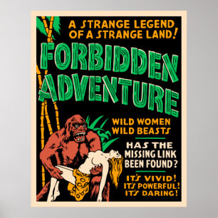 vintagen "Förbjudet Äventyr"  Jungle Poster