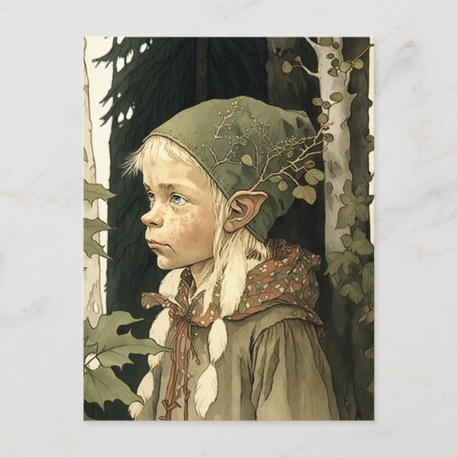 Vintagen Forest Elf Vykort (Framsida)