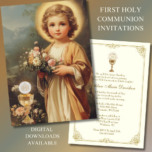 Vintagen Första kommunens Jesus Blommigt Inbjudningar
