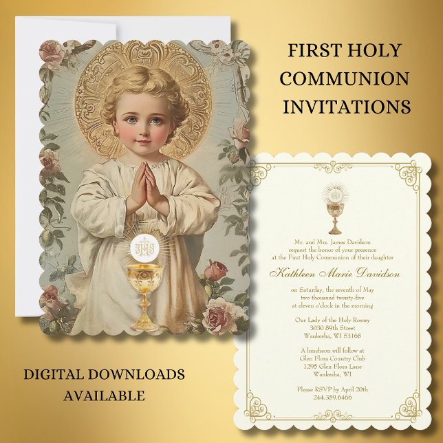 Vintagen Första kommunens Jesus Blommigt Inbjudningar (Skapare uppladdad)