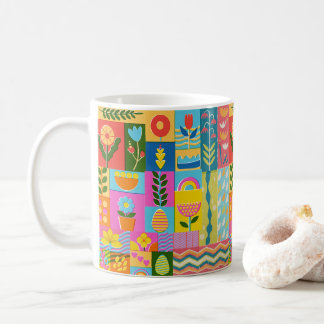 Vintagen FRAMED FÖR Färgmönster Kaffemugg