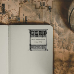 Vintagen "Från bibliotek i" bokskylt för bokfodral Stämpel