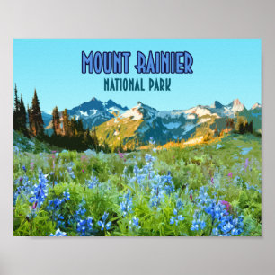 Vintagen från Rainier National Park Washington Poster
