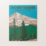 Vintagen från Rainier National Park Washington Pussel<br><div class="desc">Montera Rainier-vektorteckningens design. Parken omges av dalar,  vattenfall och subalpina ängar.</div>