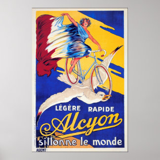 Vintagen fransk och ALCYON BICYCLE Poster