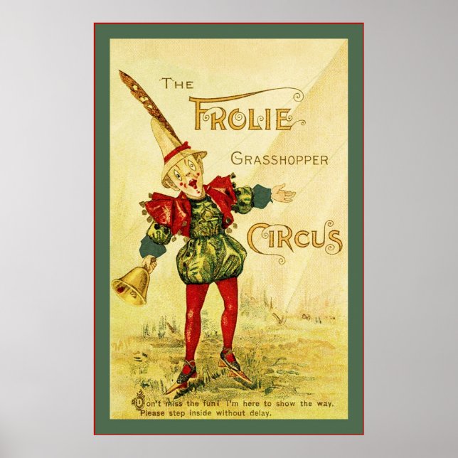 Vintagen Frolie Grashopper Circus ~ Poster (Framsidan)