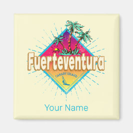 Vintagen Fuerteventura Surfer Kanarieöarna Magnet