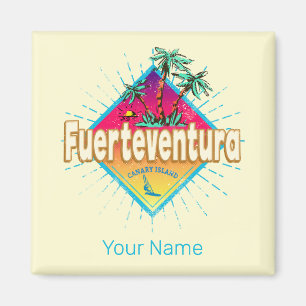 Vintagen Fuerteventura Surfer Kanarieöarna Magnet
