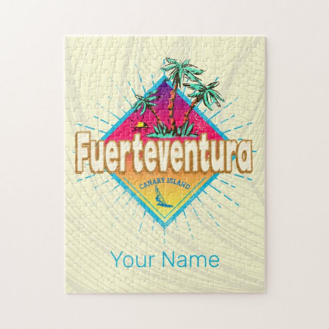 Vintagen Fuerteventura Surfer Kanarieöarna Pussel (Vertikal)