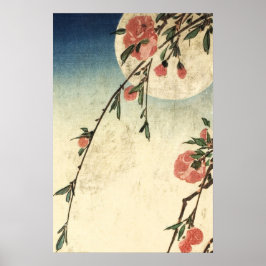 Vintagen Full Moon Rosa Flowers  Art Poster