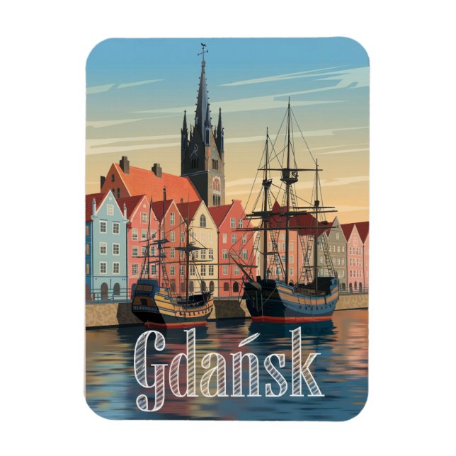 Vintagen Gdansk Polen Magnet (Vertikal)