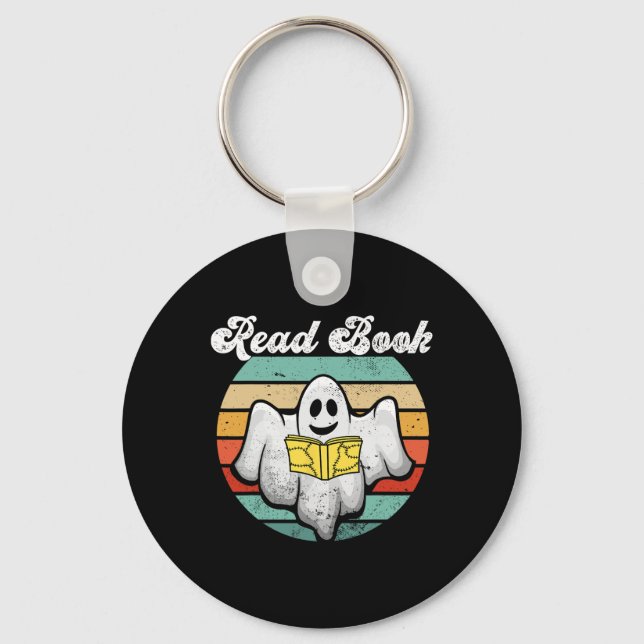 Vintagen Ghost Reading Bok Nyckelring (Framsida)