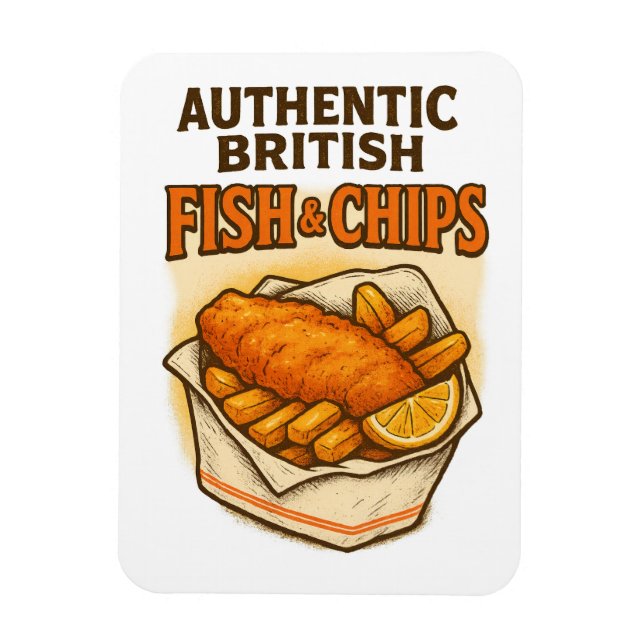 Vintagen "Giltig brittisk fisk och Chip" Magnet (Vertikal)