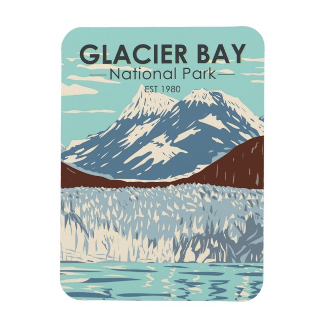 Vintagen Glacier Bay nationalpark Alaska Magnet (Vertikal)